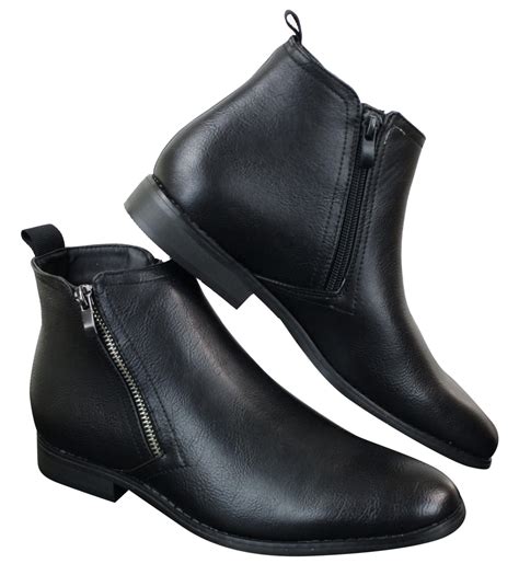 Leather ankle boots in Black for Men .